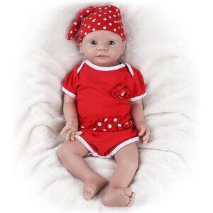 🆕19Inch Full Platinum Silicone Reborn Baby Dolls Open Eyes Girl with Doll Cloth
